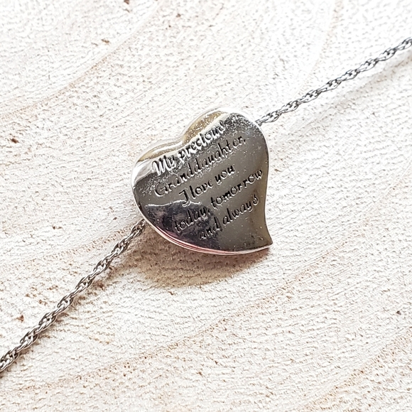 NWOT Diamond & Sterling Silver Granddaughter Heart - Picture 3 of 6